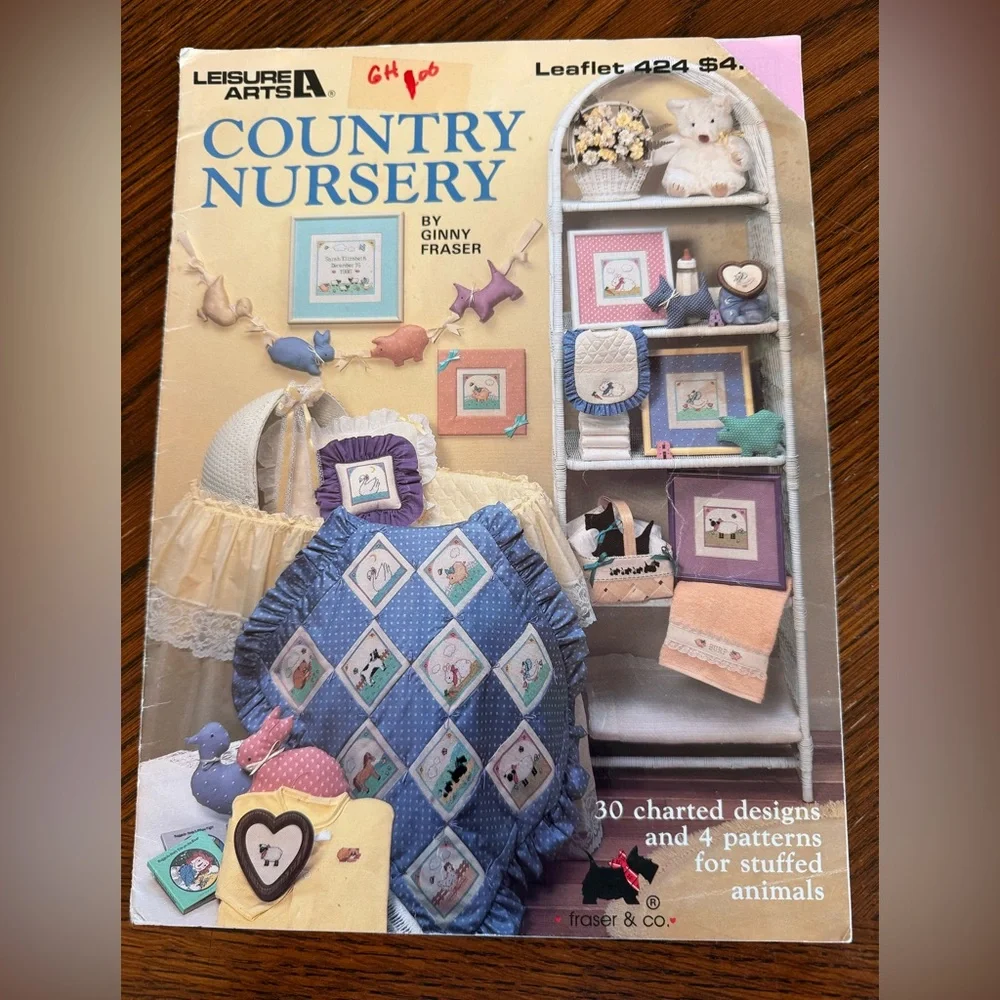 Leisure Arts Cross stitch pattern lot of 4 Nursery ABCs Bibs‎ Baby’s Buddies